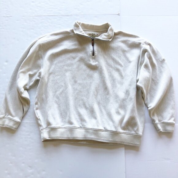 TOMMY BAHAMA 1/4 Zip Tan Pullover Sweatshirt Mens XL - Picture 1 of 8